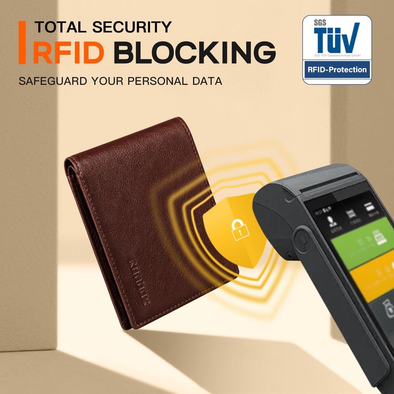 RUNBOX Wallet for Men Slim Leather Bifold RFID Blocking Minimalist Front Pocket Design with Gift Box - Image 4